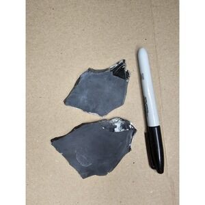 Obsidian Slabs Lot of 2 – Volcanic Glass for Craft or Display (R2)